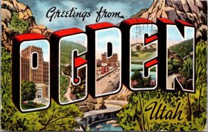 Greetings From Ogden Utah Large Letter Linen 1944