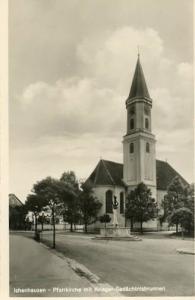 Germany - Ichenhausen Catholic Church with Thinking Warrior  *RPPC