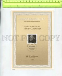 467973 Germany 1992 year first day sheet Konrad Adenauer