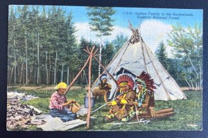 1951 Duluth MN USA Picture Postcard Cover Native Americana Indian Family