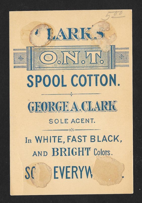 VICTORIAN TRADE CARD Clark's Thread Black Boy Fishing