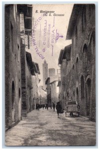 Pisa Italy Postcard S. Gimignano Via S. Giovanni 1927 Vintage Posted