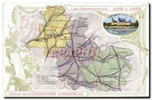 Old Postcard MAPS Chocolaterie d & # 39Aiguebelle Loir et Cher Chateau de Cha...