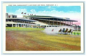 1938 Narragansett Club House and Track, Pawtucket Rhode Island, RI Postcard 