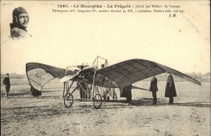 Pioneer Aviation Le Monoplan La Fregate Pilot Robert Lesseps Vintage Postcard