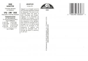 SEQUOYAH'S CHEROKEE ALPHABET WITH EXPLANATION ON REAR CONTINENTAL SIZE POSTCARD