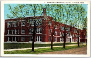 VINTAGE POSTCARD THE EAST SIDE JUNIOR HIGH SCHOOL AT LANSING MICHIGAN 1920s