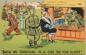 Military Comic Soldier Size 36 for Elmer Humour Unused Linen Postcard G89