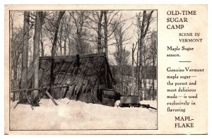 Antique Old-Time Sugar Camp Scene in Vermont, Mapl-Flake Cereal Ad, VT Postcard