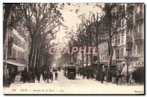 Postcard Old Nice Tramway Avenue Station