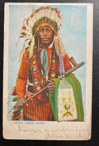 1910 USA Picture Postcard Cover Native American Indian Chief Skin Cote