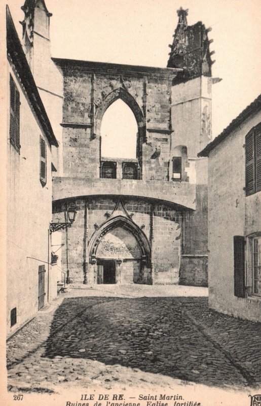 Vintage Postcard 1910's St. Martin Ruins Ancient Fortified Church Ile De Re FR