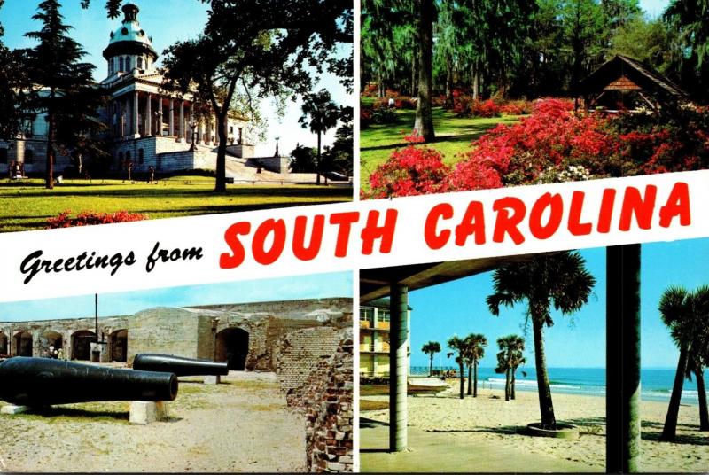 South Carolina Greetings Multi View State Capitol Fort Sumter & More 1990