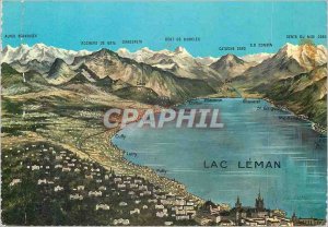 Modern Postcard Lac Leman Geneva Lake Panorama Bernese Alps Rochers de Naye D...