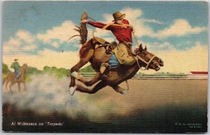 Al Wilkenson On Torpedo Rodeo Sport Race Postcard