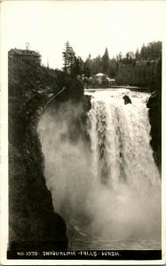 Vtg Postcard RPPC 1930s North Bend Washington WA Snoqualmie Falls Waco Photo