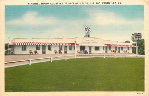 Postcard 1940s Farmville Virginia Windmill Motor Court occupation 24-7218