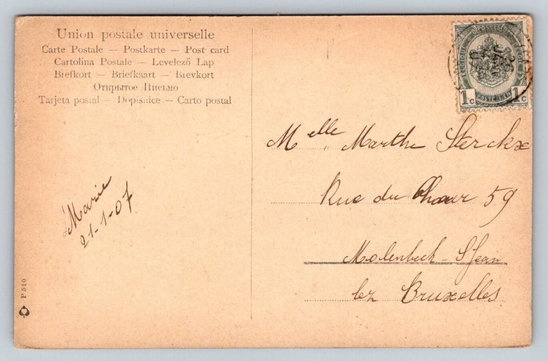 RPPC  1907  Pretty Girl   Belgium   Postcard