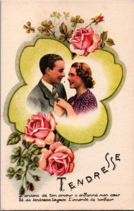 Victorian Lady Romantic Couple Vintage Postcard C023