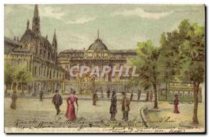 Old Postcard transparent map Paris Courthouse and the Sainte Chapelle