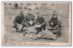 c1910 Husky Huskers Corn US National Army Camp Grant Rockford Illinois Postcard