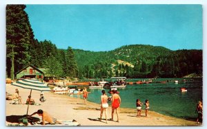 CRESTLINE, CA California ~ LAKE GREGORY Beach Scene c1950s Ferris Scott Postcard