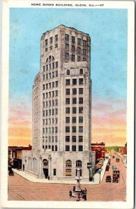 Postcard BUILDING SCENE Elgin Illinois IL AL4559