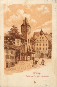 B584 Germany Nuremberg Tiergarten Gate with Pilatus House 1926