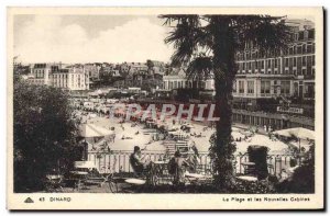 Old Postcard The Dinard Beach and New Cabins