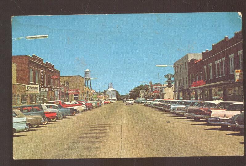 BURLINGTON COLORADO DOWNTOWN STREET SCENE 1960's CARS VINTAGE POSTCARD