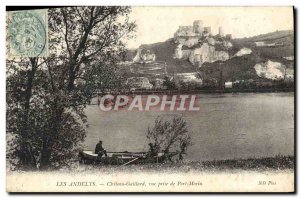 Old Postcard Les Andelys Chateau Generale Harbor View taken Morin Fishing Fis...