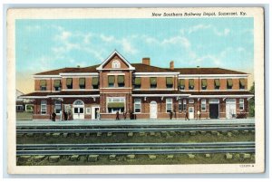 c1940's New Southern Railway Depot Scene Somerset Kentucky KY Unposted Postcard