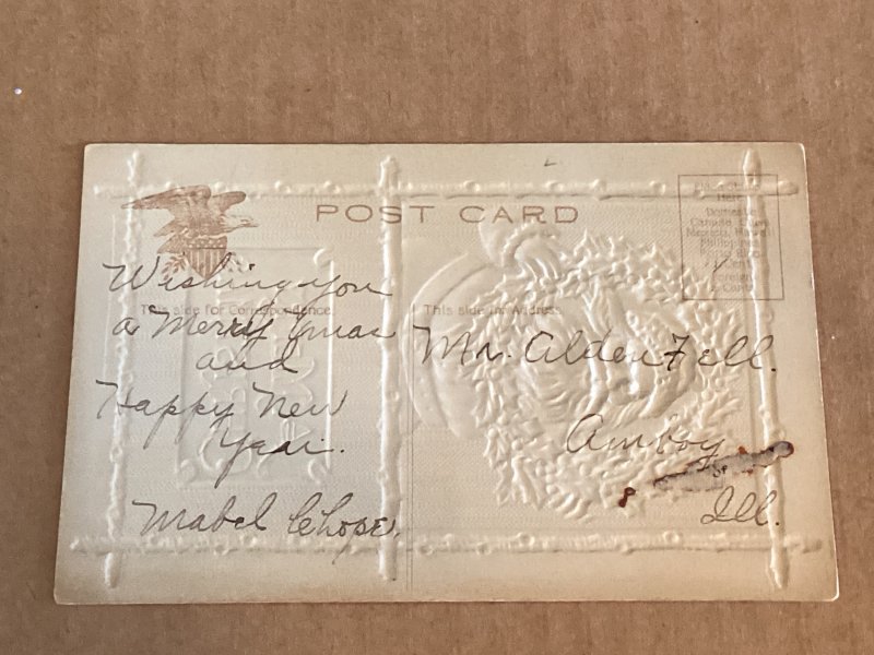 1912 Santa Christmas embossed glitter addressed not mailed Grade 2