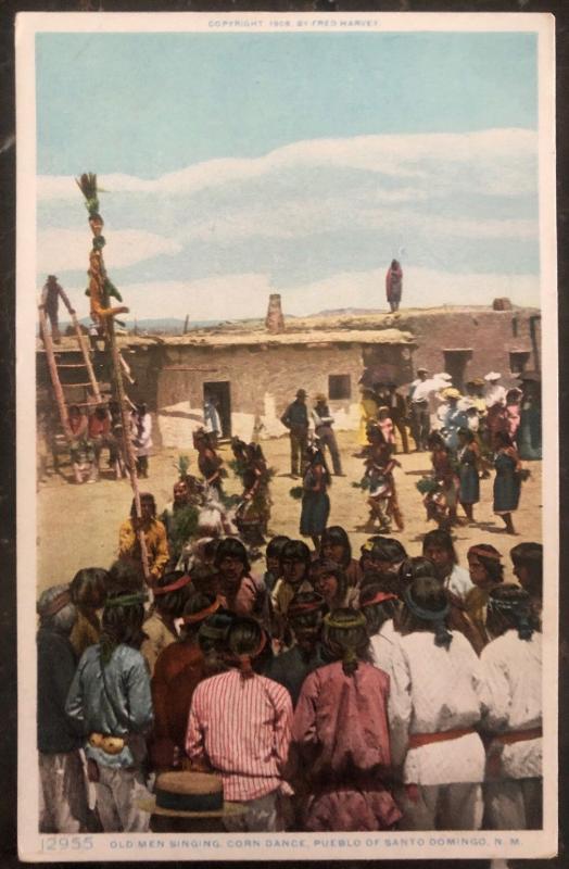 Mint USA Picture Postcard Native American Indian Old Men Singing Corn Dance