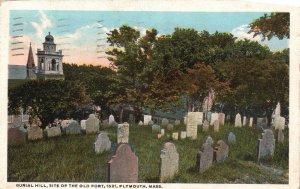 Vintage Postcard 1921 Burial Hill Of The Old Fort 1621 Plymouth Massachusetts MA