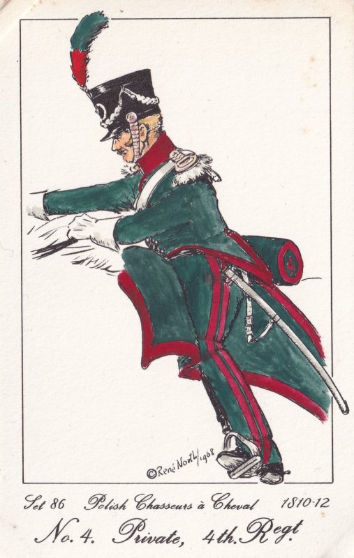 Chasseurs A Cheval Polish Private 4th Regiment Soldier Napoleonic War Postcard