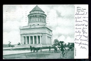 NEW YORK CITY Grant's Tomb Bicycles Horse Carriage pm1908 ~ Und/B