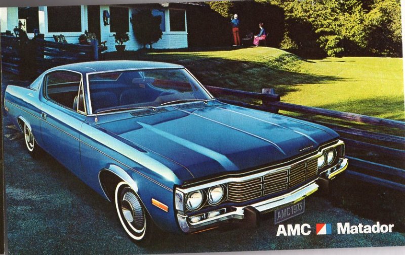 Classic Car Dealer Postcard 1973 AMC Matador - Chrome