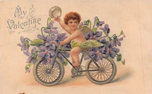 BICYCLES WITH FLOWERS-SOME CHERUBS-POSTCARDS ~LOT OF 5