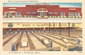 State O' Maine Bowling Center Scarborough Bowling Alley c1940s Vintage Postcard