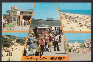 Norfolk Postcard - Greetings From Hemsby - Bingo / Beach & Shop DR596