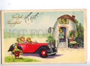 3148878 Dressed CHICKENS in CAR Huge EGG as Home Vintage PC