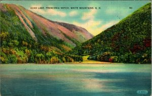 Echo Lake Franconia Notch White Mountains New Hampshire NH Linen Postcard