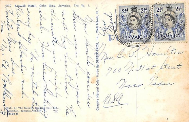 Atawak Hotel Ocho Rios Jamaica Postal used unknown 