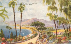 California Trail o Missions Romance Coast Route Map Postcard 22-12229