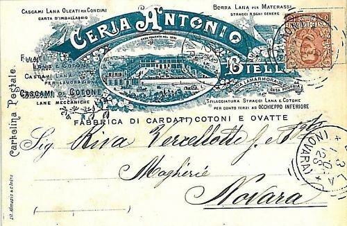 VINTAGE POSTCARD: BIELLA Città - ADVERTISING-