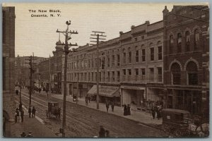 ONEONTA NY THE NEW BLOCK ANTIQUE POSTCARD