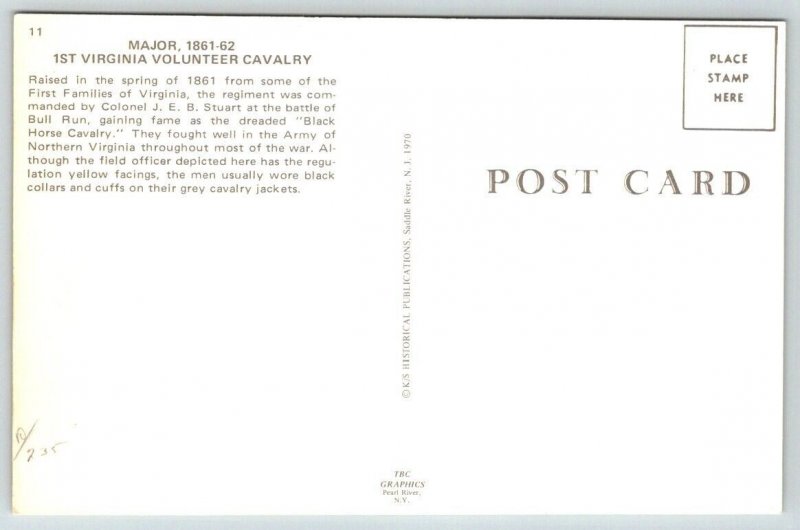 Civil War  Confederate  1st Virginia  Cavalry  Postcard