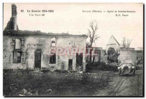 Postcard Old Souain The War After the bombing Army Automotive
