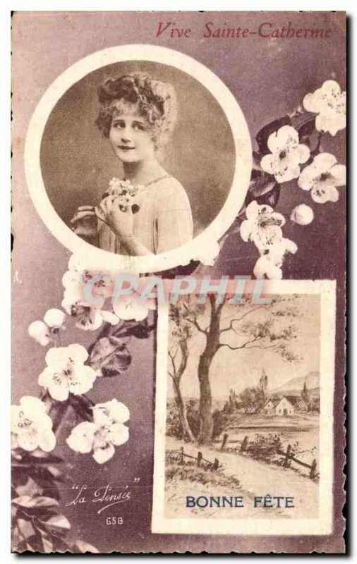 Old Postcard Fancy St. Catherine Bonne fete